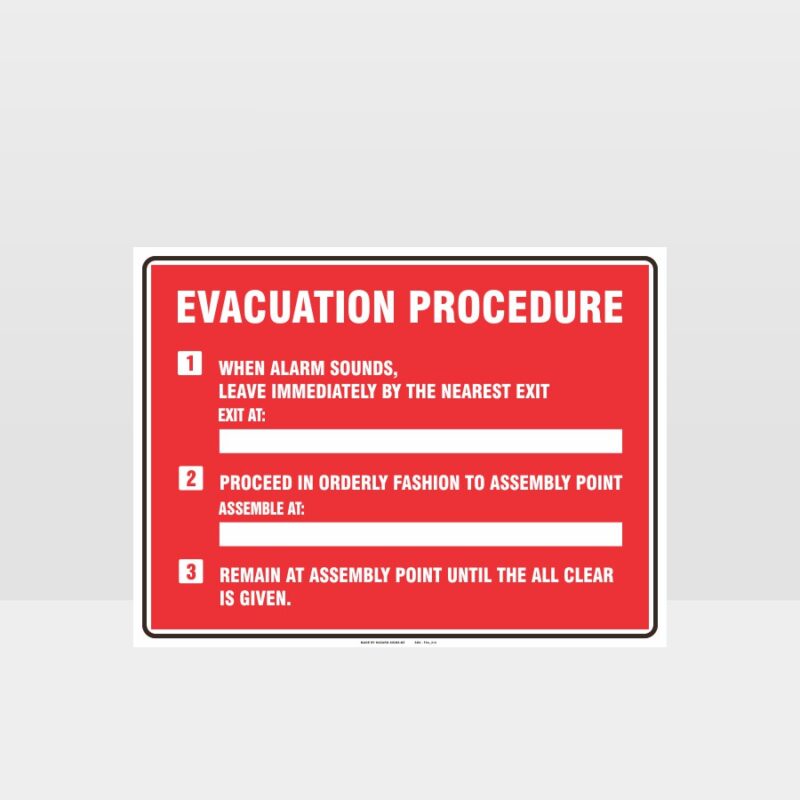 Evacuation Procedure Sign